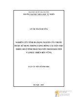(Luận án tiến sĩ) nghiên cứu tính đa dạng nguồn cây thuốc được sử dụng trong cộng đồng các dân tộc thiểu số ở tỉnh thái nguyên nhằm bảo tồn và phát triển bền vững  