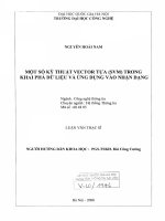 (Luận văn thạc sĩ) một số kỹ thuật vector tựa (SVM) trong khai phá dữ liệu và ứng dụng vào nhận dạng 