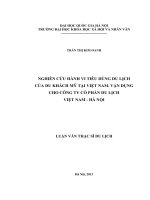 Nghiên cứu hành vi tiêu dùng du lịch của du khách mỹ tại việt nam  vận dụng cho công ty cổ phần du lịch việt nam   hà nội 