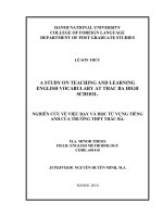 (Luận văn thạc sĩ) a study on teaching and learning english vocabulary at thac ba high school  m a thesis linguistics 60 14 10 