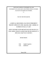 (Luận văn thạc sĩ) a critical discourse analysis of president trump’s speech to the arab islamic american summit on may,21st, 2017 