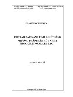 (Luận văn thạc sĩ) chế tạo bạc nano tinh khiết bằng phương pháp phân hủy nhiệt phức chất oxalate bạc  luận văn ths  vật liệu và linh kiện nano 