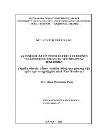 (Luận văn thạc sĩ) an investigation into culrural elements via linguistic means in new headway textbooks 