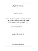 Nghiên cứu tổng hợp xúc tác cho phản ứng chuyển hóa ethanol thành butanol bằng phương pháp đồng kết tủa