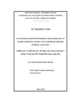 (Luận văn thạc sĩ) an investigation into writing strategies of 11th grade students at huu lung upper secondary school, lang son 