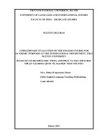 (Luận văn thạc sĩ) a preliminary evaluation of the english course for academic purposes at the international department, thai nguyen university  