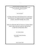 (Luận văn thạc sĩ) factors affecting the participation in speaking activities of 10th grade students at doson high school and some possible solutions 