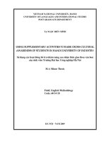 (Luận văn thạc sĩ) using supplementary activities to raise cross cultural awareness of student in hanoi university of industry 