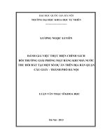 (Luận văn thạc sĩ) đánh giá việc thực hiện chính sách bồi thường giải phóng mặt bằng khi nhà nước thu hồi đất tại một số dự án trên địa bàn quận cầu giấy   thành phố hà nội002 