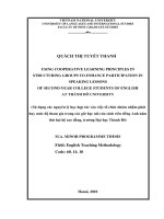 (Luận văn thạc sĩ) using cooperative learning principles in structuring groups to enhance participation speaking lessons of second year college students of english at thanh do university 