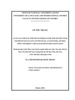 (Luận văn thạc sĩ) an evaluation of the ESP materials for the 2nd year students of faculty of financial accounting, hà hoa tiên university in hà nam and suggestions for adaptation 