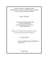 (Luận văn thạc sĩ) a study of politeness strategies in the conversations of the course book inside out (pre intermediate) 