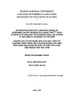(Luận văn thạc sĩ) an investigation into linguistic bases of desining an ESP reading syllabus for 3rd year students of english for international relations at diplomatic academy of vietnam 