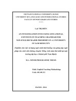 (Luận văn thạc sĩ) an investigation into using situational contexts in teaching grammar for non english major freshmen in a university in nam dinh city 