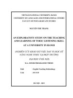 (Luận văn thạc sĩ) an exploratory study on the teaching and learning of TOEIC listening skill at a university in hanoi 