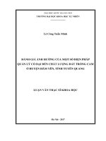 (Luận văn thạc sĩ) đánh giá ảnh hưởng của một số biện pháp quản lý cỏ dại đến chất lượng đất trồng cam ở huyện hàm yên, tỉnh tuyên quang   
