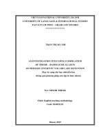 (Luận văn thạc sĩ) an investigation into using compilation of theme based lexical lists on students’ vocabulary retention 