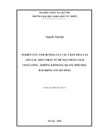 (Luận án tiến sĩ) nghiên cứu ảnh hưởng của các chất hòa tan lên cấu trúc phân tử bề mặt phân cách chất lỏng   không khí bằng quang phổ học dao động tần số tổng  