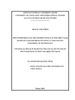 (Luận văn thạc sĩ) a the interference of the mother tongue in the first year students’ english pronunciation at thai nguyen university of technology  