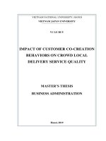 (Luận văn thạc sĩ) impact of customer co creation behaviors on crowd local delivery service quality  master’s thesis, vietnam national university, hanoi 