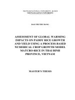 (Luận văn thạc sĩ) assessment of global warming impacts on paddy rice growth and yield using a process based numerical crop growth model matcro rice in thai binh province, vietnam 
