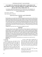 Các nhân tố ảnh hưởng đến chất lượng báo cáo tài chính tại đơn vị hành chính sự nghiệp trên địa bàn huyện Đức Huệ, tỉnh Long An
