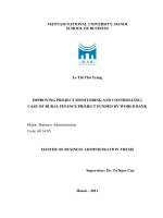 (Luận văn thạc sĩ) improving project monitoring and controllingcase of rural finance project funded by world bank 