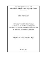 (Luận văn thạc sĩ) tổng hợp, nghiên cứu cấu tạo và thăm dò hoạt tính sinh học của các phức chất Ni(II) với thiosemicacbazon p đimetyl amino benzanđehit   60 44 25 