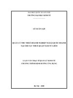 Quản Lý Thu Thuế Doanh Nghiệp Ngoài Quốc Doanh Tại Chi Cục Thuế Quận Nam Từ Liêm