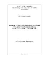 (Luận văn thạc sĩ) phương trình sai phân suy biến chỉ số 1 và bài toán điều khiển tối ưu dạng tuyến tính   toàn phương 