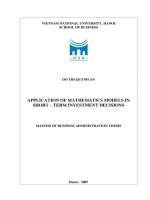 (Luận văn thạc sĩ) application of mathematics models in short   term investment decisions  