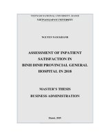 (Luận văn thạc sĩ) assessment of outpatient satisfaction in binh dinh provincial general hospital in 2018 