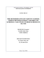 (Luận văn thạc sĩ) the determinants of parents school choice between public and private schools case study of high schools in ha noi 
