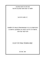 (Luận văn thạc sĩ) nghiên cứu hoạt tính sinh học của các hợp chất cacbonyl αβ không no phân lập từ các cây thuốc dân tộc việt nam 