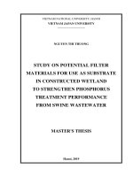 (Luận văn thạc sĩ) study on potential filter materials for use as substrate in constructed wetlands to strengthen phosphorus treatment performance from swine wastewater001 