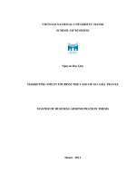 (Luận văn thạc sĩ) marketing mix in tourism the case of go asia travel  