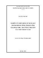 (Luận văn thạc sĩ) nghiên cứu biến động sử dụng đất thành phố hà tĩnh, tỉnh hà tĩnh giai đoạn 2000 2014 với sự trợ giúp của viễn thám và GIS  