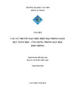 CÁC lý THUYẾT dạy học HIỆN đại TRONG GIÁO dục TOÁN học   ỨNG DỤNG TRONG dạy học PHỔ THÔNG