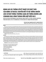 Đánh giá các thông số kỹ thuật và phát thải của động cơ diesel chuyển đổi từ hệ thống nhiên liệu cơ khí thông thường sang hệ thống nhiên liệu common rail hình thành hỗn hợp kiểu