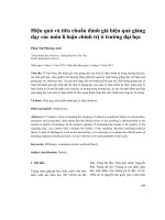Hiệu quả và tiêu chuẩn đánh giá hiệu quả giảng dạy các môn Lí luận chính trị ở trường đại học