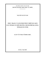 (Luận văn thạc sĩ) thực trạng và giải pháp phát triển du lịch gắn với bảo vệ môi trường thành phố hạ long, tỉnh quảng ninh    