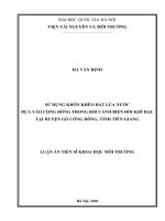 (Luận văn thạc sĩ) sử dụng khôn khéo đất lúa nước dựa vào cộng đồng trong bối cảnh biến đổi khí hậu tại huyện gò công đông, tỉnh tiền giang 