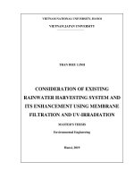 (Luận văn thạc sĩ) consideration of existing rainwater harvesting system and its enhancement using membrane filtration and UV irradiation  