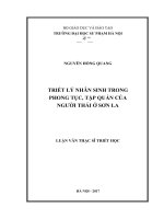 luận văn thạc sĩ triết lý nhân sinh trong phong, tục tập quán của người thái ở sơn la 