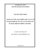 Đánh giá tiêu hao nhiên liệu của ô tô sử dụng hộp số vô cấp cvt so với ô tô sử dụng hộp số thông thường 