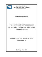 Tăng cường công tác kiểm soát chi bảo hiểm y tế tại bảo hiểm xã hội tỉnh quảng nam 