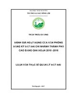 Đánh giá hoạt động của chi nhánh văn phòng đăng ký đất đai thành phố cao bằng, tỉnh cao bằng giai đoạn 2010  2016 