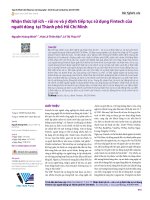 Nhận thức lợi ích – rủi ro và ý định tiếp tục sử dụng Fintech của người dùng tại Thành phố Hồ Chí Minh