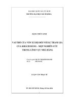 Vai trò của vốn xã hội đối với sự tham gia của khách hàng   một nghiên cứu trong lĩnh vực nhà hàng