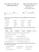 Đề kiểm tra chất lượng giữa kì 2 môn Tiếng Anh lớp 11 năm học 2015-2016 – Trường THPT Lý Thái Tổ